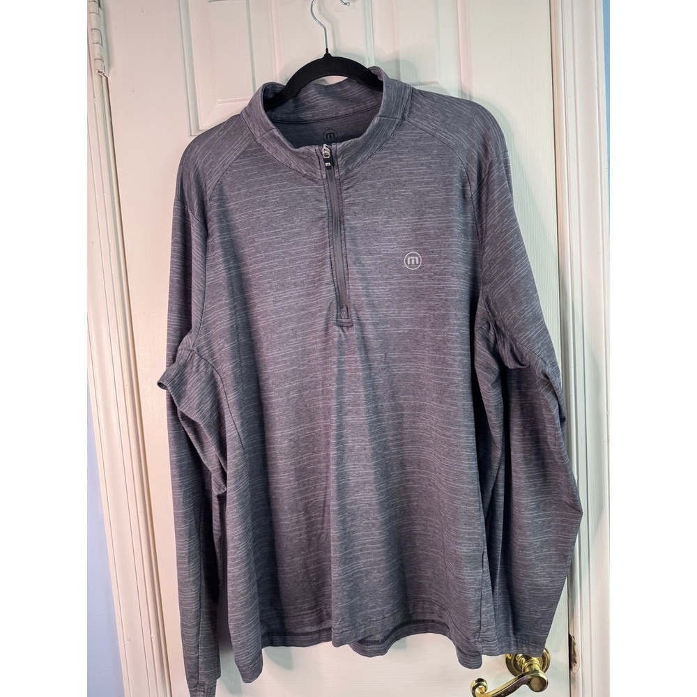 TravisMathew Mens XL Quarter Zip Pullover Heather Grey Space Dye Golf Sweater
